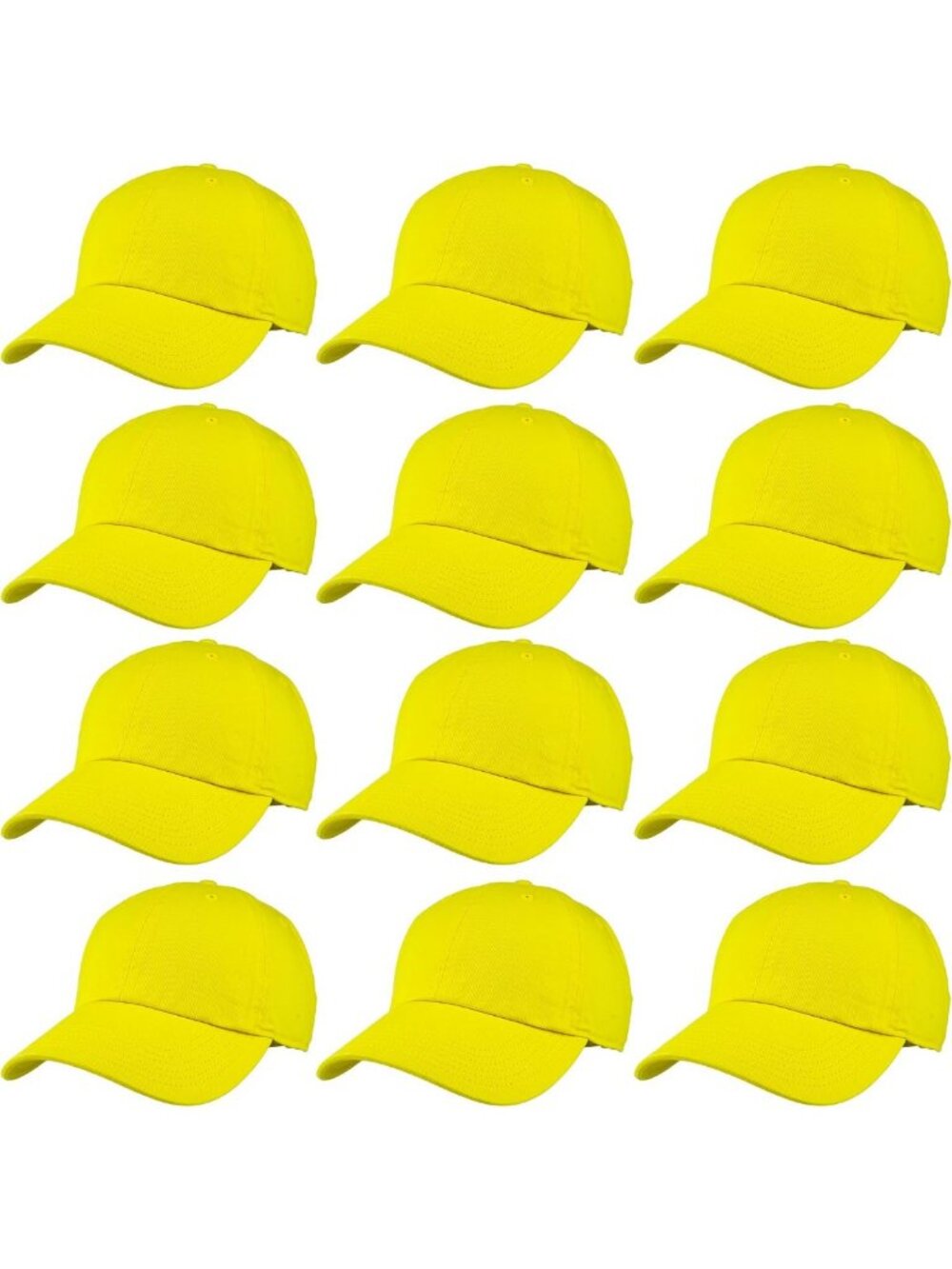 Adjustable Cotton Baseball Caps - Plain Blank Hats, Bulk Pack of 12 for
